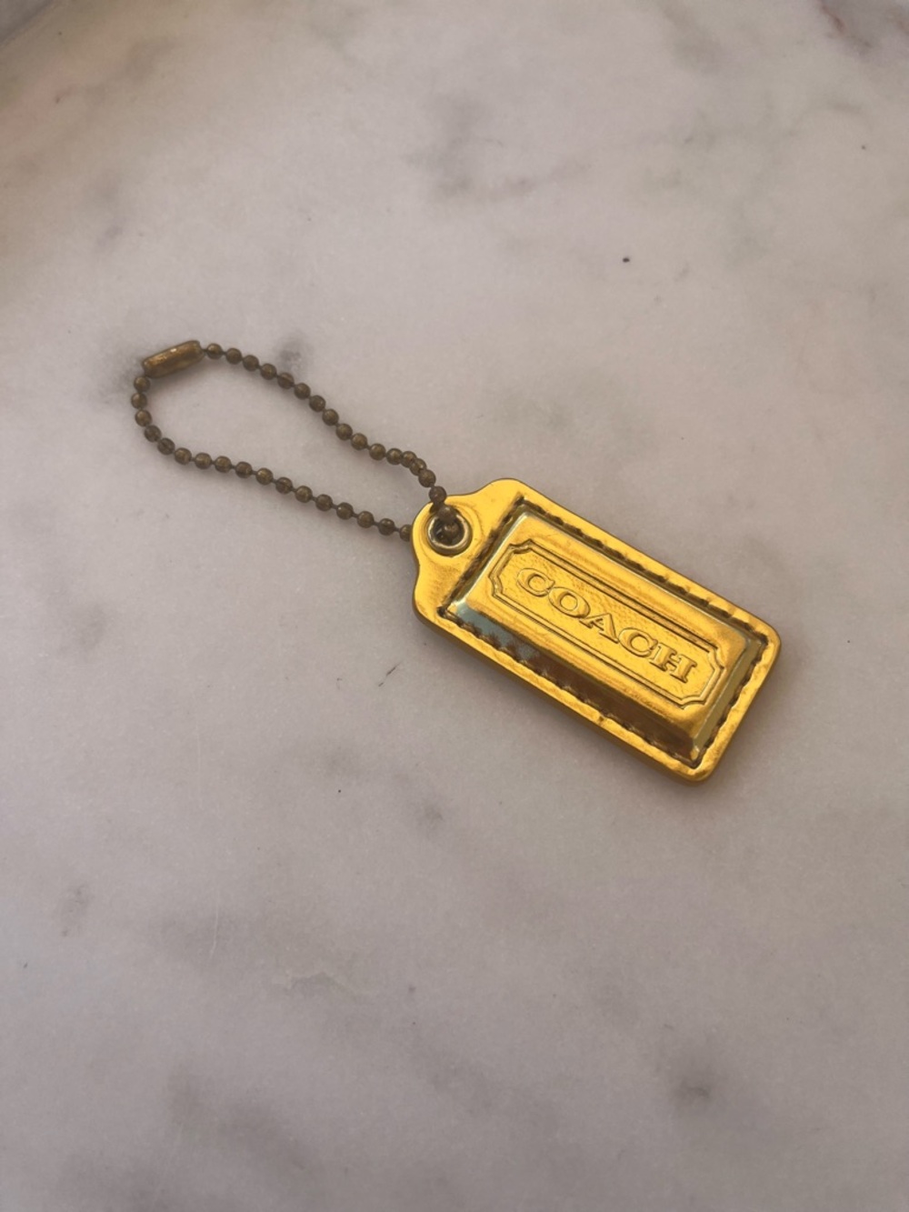 COACH Vintage Leather Hang Tag. Mirrored Gold - Picture 3 of 4